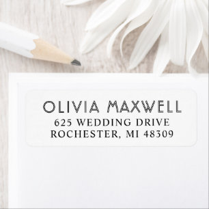 Modern Black White Art Deco Wedding Address