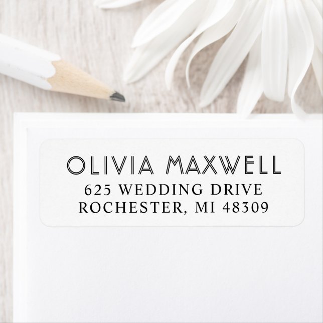 Modern Black White Art Deco Wedding Address (Insitu)