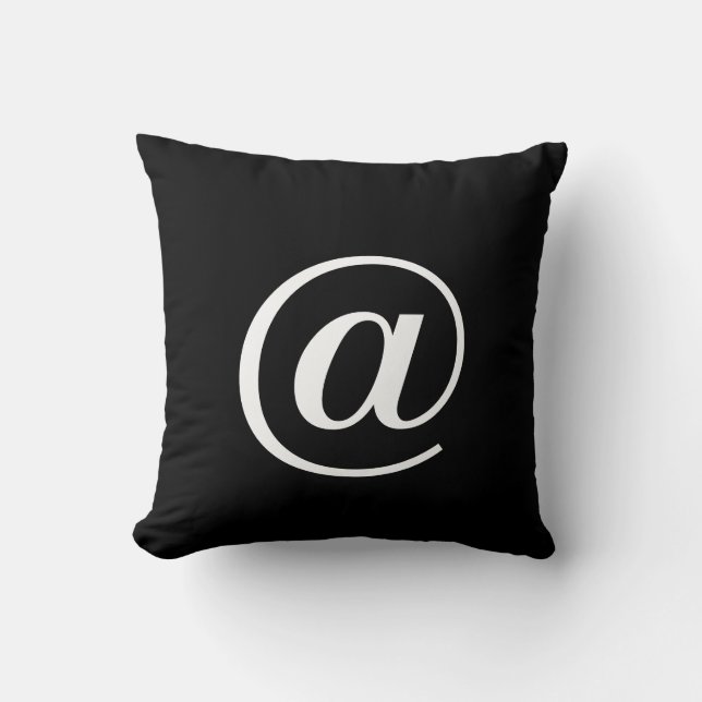 Modern Black & White @ (at sign) Button Cushion (Front)