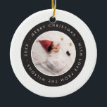 Modern Black White Baby Photo Christmas Ornament<br><div class="desc">Can be fully customised to suit your needs.
© Gorjo Designs via Zazzle. 

// Looking for matching items? Other stationery from the set available here: https://www.zazzle.com/collections/green_leaves_and_berries_holidayz-119565908161709044

// Need help customising your design? Got other ideas? Feel free to contact me at: zoe@gorjodesigns.com</div>