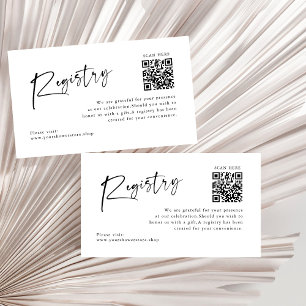 Modern Black & White Baby Shower Registry QR Code Enclosure Card