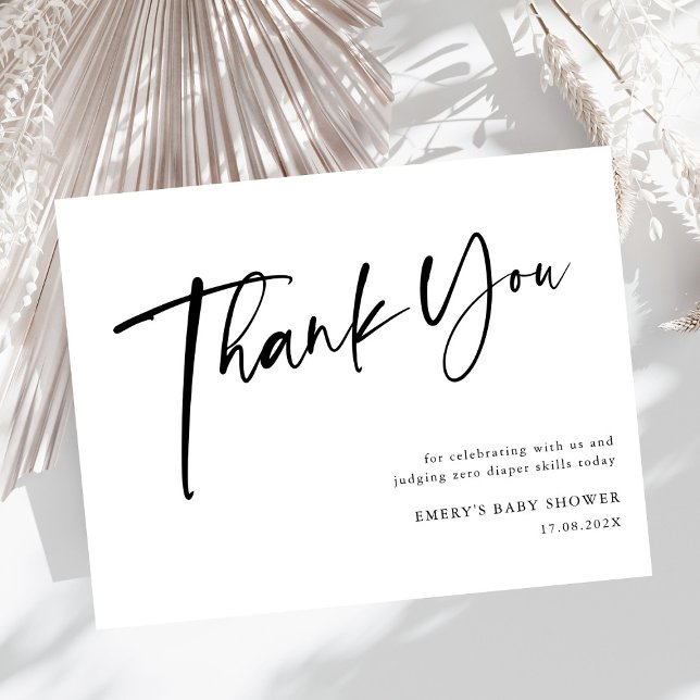 Modern Black & White Baby Shower Thank You Card (Creator Uploaded)