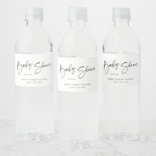 Modern Black & White Baby Shower  Water Bottle Label