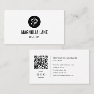 Modern Black White Bakery Business  Card