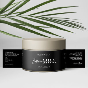 Modern Black White Bath Body Jar Wrapper Label