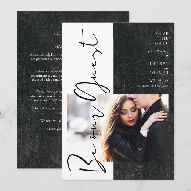 Modern Black & White Be Our Guest Photo Couple (Front/Back)