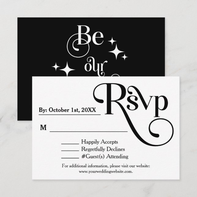 Modern Black & White "Be our Guest" Wedding RSVP Card (Front/Back)