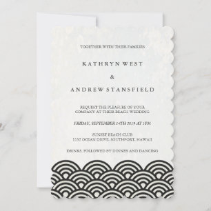 Modern Black+White Beach Wedding Invitation