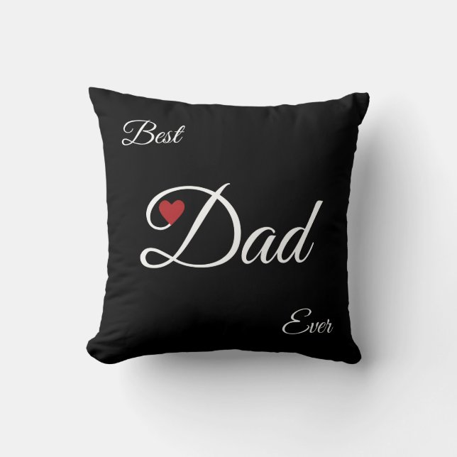 Modern Black & White Best Heart Dad Cushion (Front)