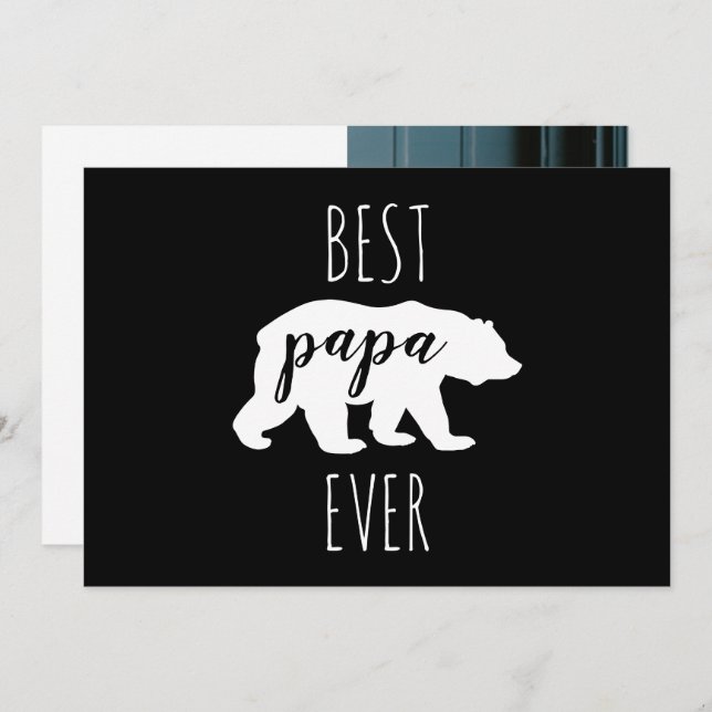 Modern Black & White Best Papa Bear Ever Card (Front/Back)