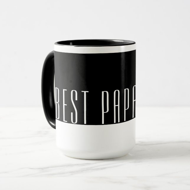 Modern Black & White Best PAPA Ever  Mug (Front Left)