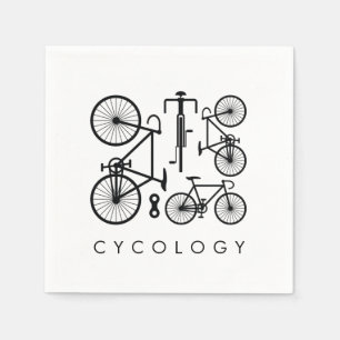 Modern Black & White Bicycle Pattern Napkin
