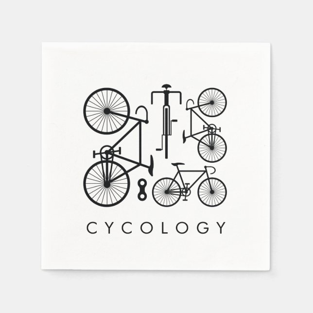 Modern Black & White Bicycle Pattern Napkin (Front)