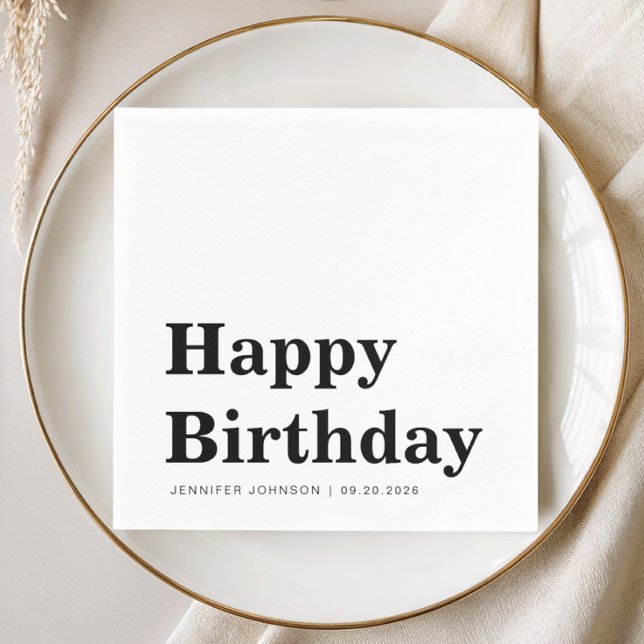Modern Black & White Birthday Napkins (Modern Black & White Birthday Napkins)