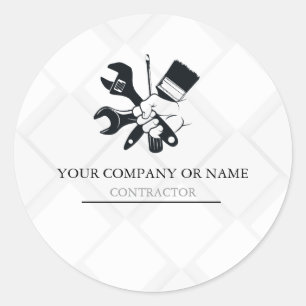 Modern Black & White Block Building Construction Classic Round Sticker