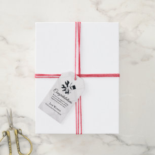 Modern Black & White Block Building Construction Gift Tags