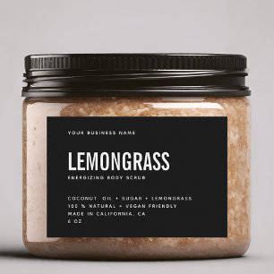Modern black white body scrub product label