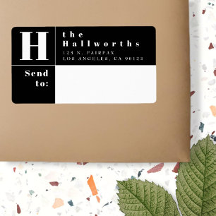 Modern Black & White Bold Block Return Address