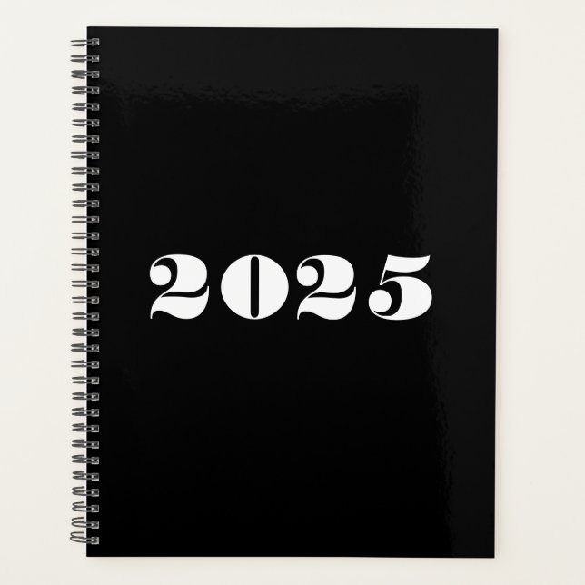 Modern black white bold typography custom year  planner (Front)