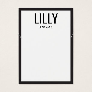 Modern Black White Border Necklace Display Card