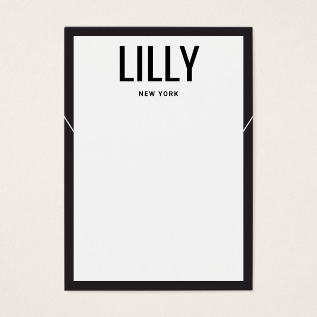 Modern Black White Border Necklace Display Card (Front)