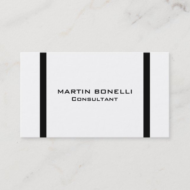Modern Black White Border Standard Business Card (Front)