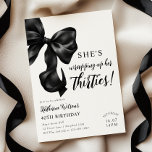 Modern Black & White Bow 40th Birthday Invitation<br><div class="desc">Modern Black & White Bow 40th Birthday Invitation</div>