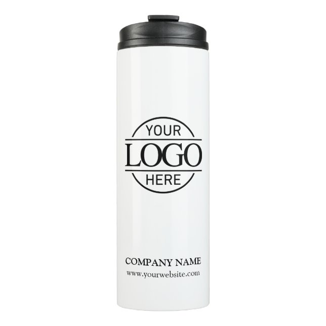 Modern Black & White Branded Company Business Logo Thermal Tumbler (Front)