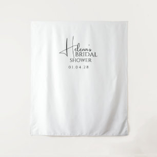 Modern Black White Bridal Shower Backdrop Tapestry