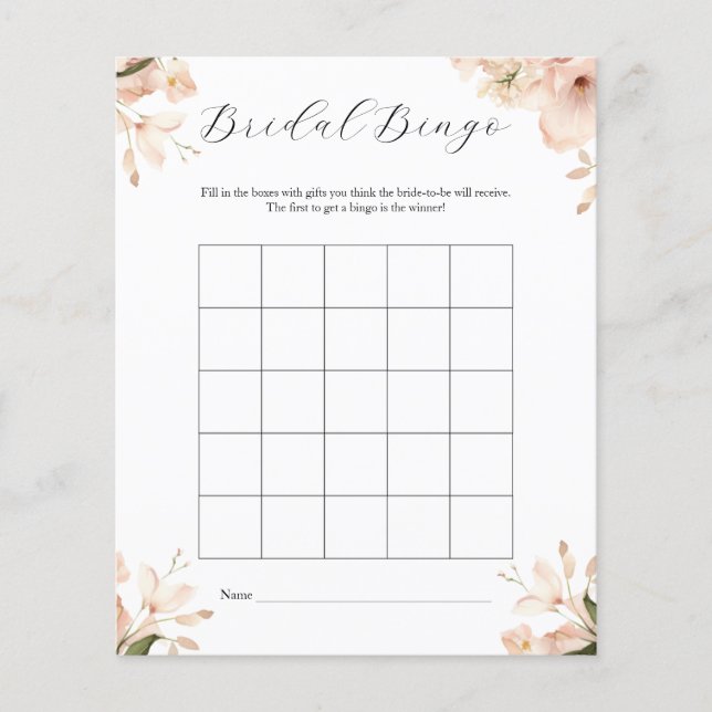 Modern Black White Bridal Shower Bingo Game Flyer (Front)