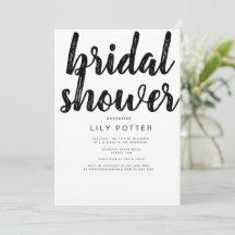 Modern Black White Bridal Shower Invitation