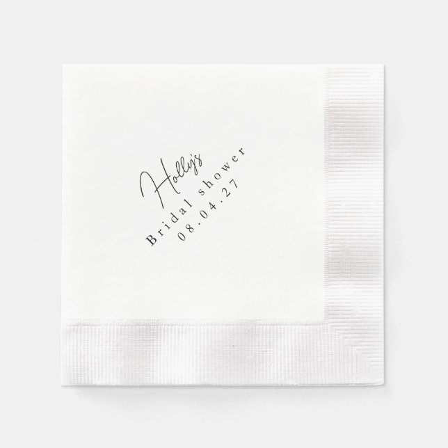 Modern Black White Bridal Shower Napkins (Front)