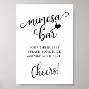 Modern Black White Bridal Shower Party MIMOSA BAR Poster