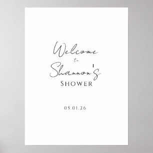 Modern Black White Bridal Shower Welcome Sign
