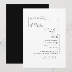 Modern Black & White Bride Parents Wedding Invitation