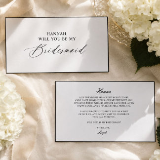 Modern Black White Bridesmaid Proposal Enclosure Card