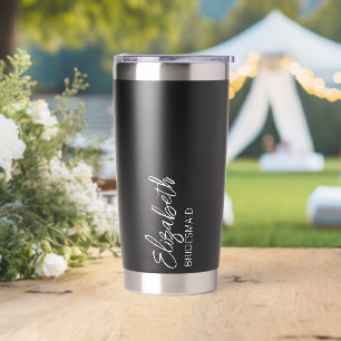 MODERN BLACK & WHITE BRIDESMAID TUMBLER