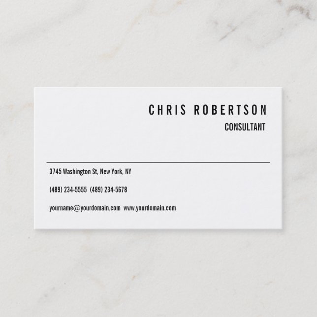Modern Black White Business Card (Front)