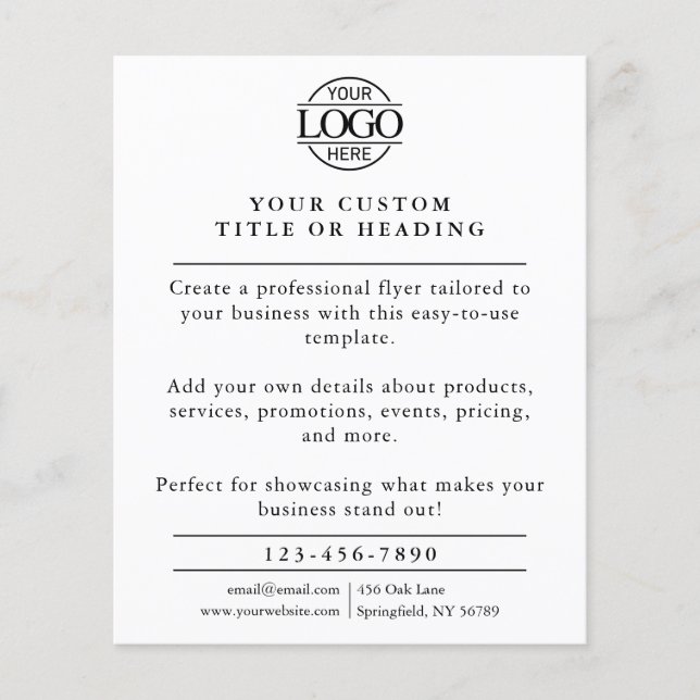 Modern Black & White Business Logo Promotional Flyer (Front)