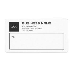 Modern Black & White Business Logo Shipping Labels