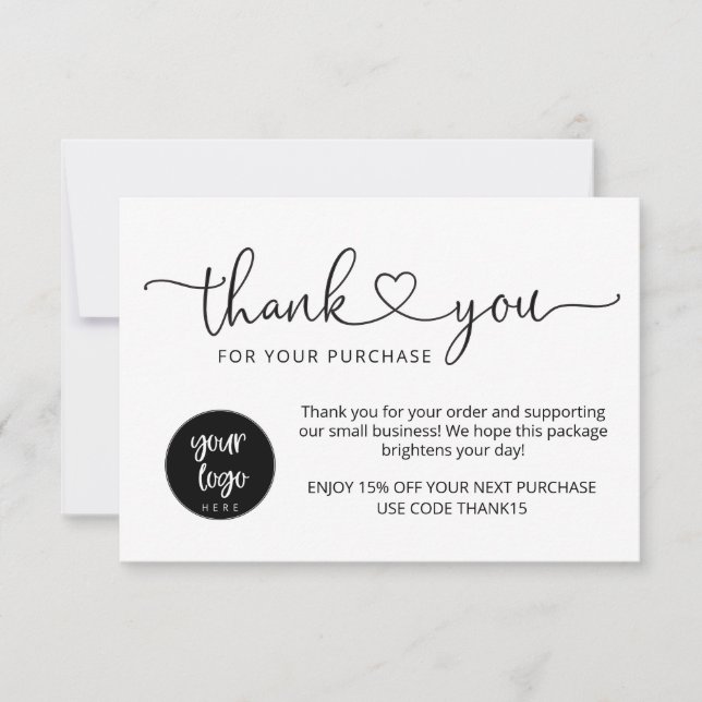 Modern Black White Business Thank You Cards (Front)