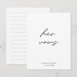Modern Black White Calligraphy Wedding Her Vows