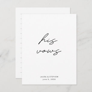 Modern Black White Calligraphy Wedding His Vows