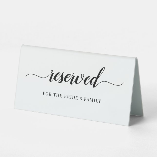 Modern Black & White Calligraphy Wedding Reserved (Front)