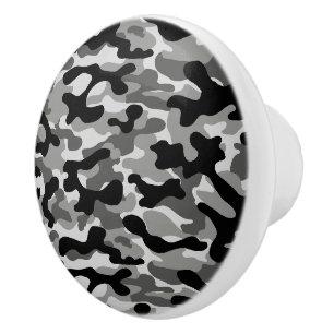 Modern Black White Camo Pattern Ceramic Knob