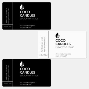 Modern Black & White Candle Logo Label  