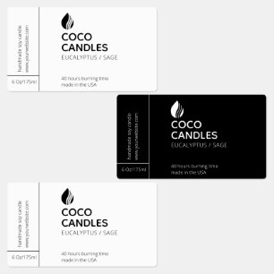Modern Black & White Candle Logo Label  