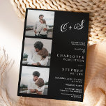 Modern black white casual initials photo wedding invitation<br><div class="desc">Modern minimalist casual initials photo wedding,  perfect small wedding ceremony. Add your 4 of your couple photos and initials ,  a simple elegant black and white wedding theme.</div>