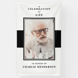 Modern Black & White Celebration of Life Photo Banner