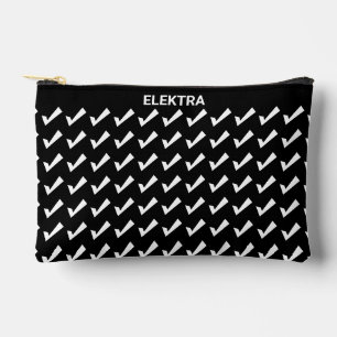 Modern Black White Check Mark Pattern Accessory Pouch